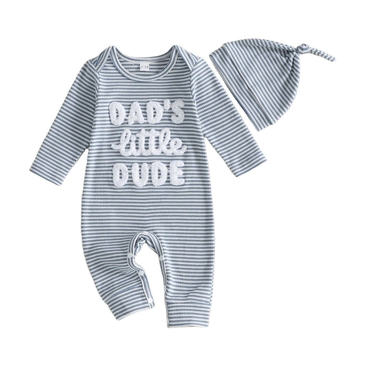 Baby Boygirl Towel-embroidered Striped Long-sleeve Onesie With Hood 3