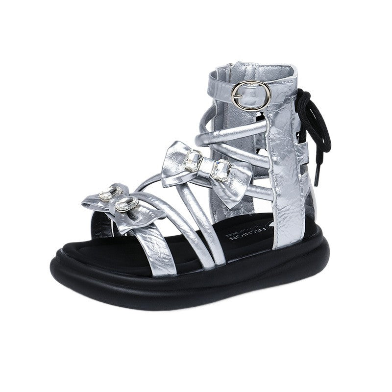 2026 Summer New Girls Roman Sandals, Bow Princess Style Soft Sole Non-slip Kids Roman Boots, Korean Fashion 3