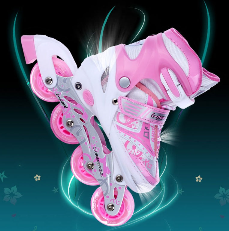 Skate Children Full Set Beginner Adjustable Skate Shoes Boys Roller Skates Women 5