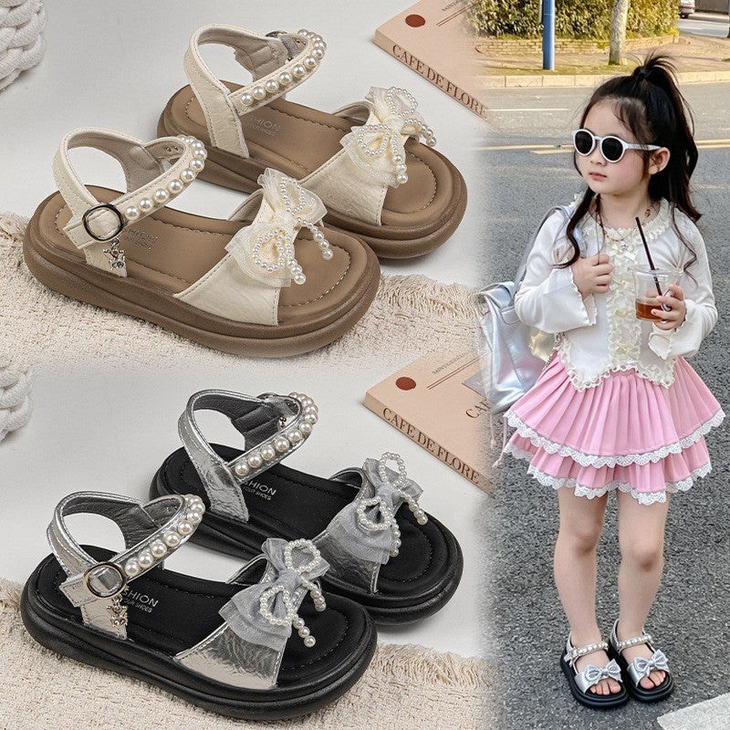 2026 Summer New Kids Sandals, Girls Fashion Versatile Princess Shoes, Stylish Soft Sole Beach Flat Shoes For Girls 1