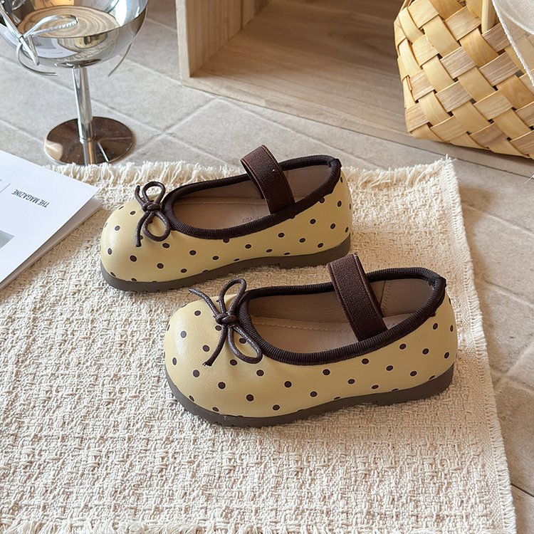 Girls' Leather Shoes, Children's Shallow Mouth Single Shoes, Polka Dot Princess Shoes, Medium And Large Children's Mary Jane Shoes 7