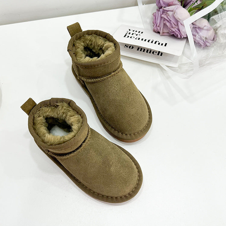 Children's Fur Leather Snow Boots 7