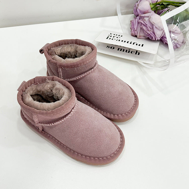 Children's Fur Leather Snow Boots 9