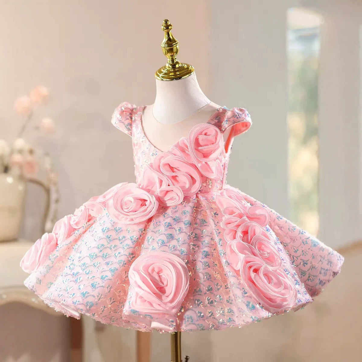 Floral-design Sweet And Stylish Childrens Dress 2