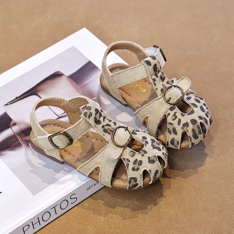 2026 Summer New Girls Birken Sandals, Kids Roman Toe-Closed Sandals With Hook-and-Loop, Soft Sole Beach Shoes For Little Girls 4