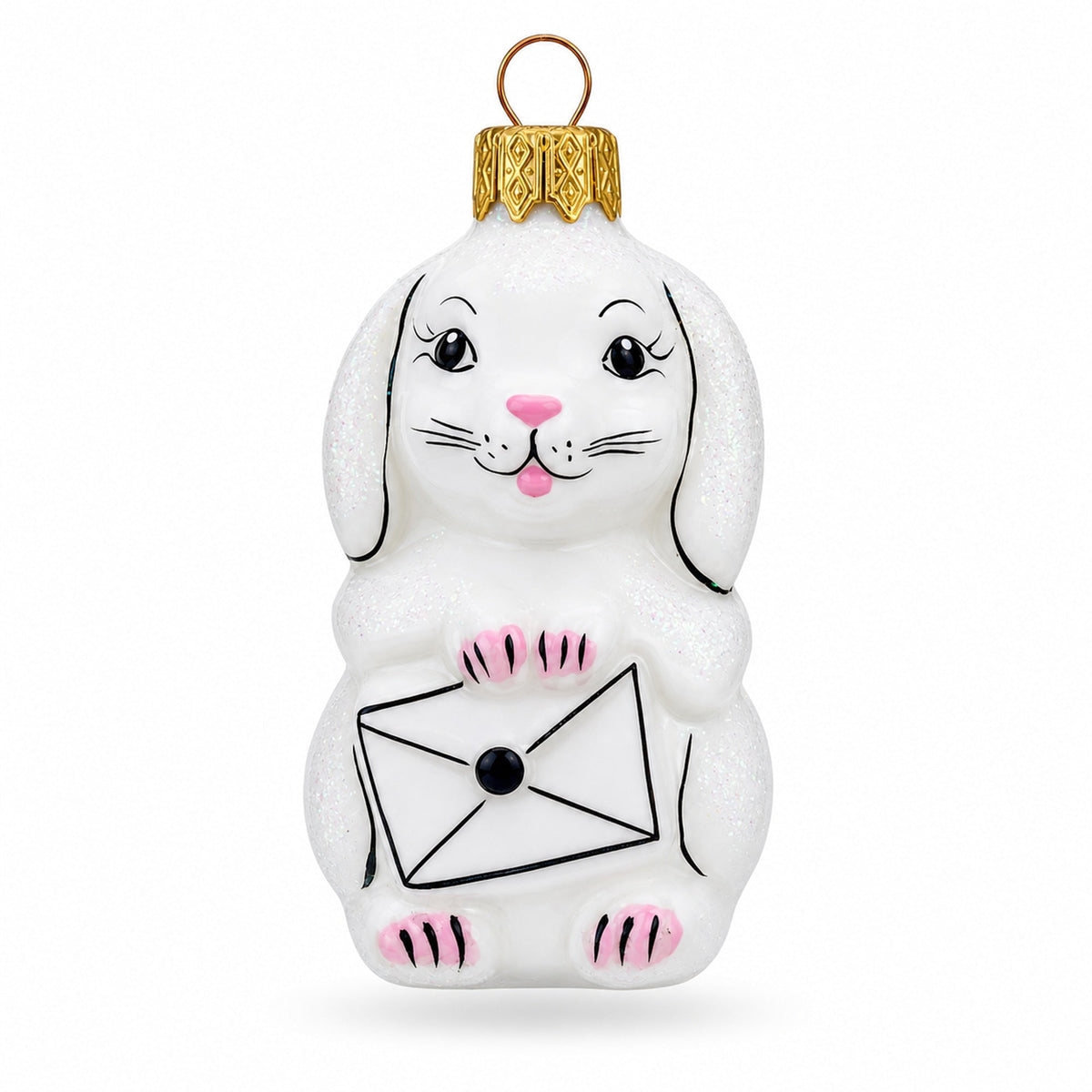 Whimsical Bunny Messenger with Envelope Glass Ornaments 1