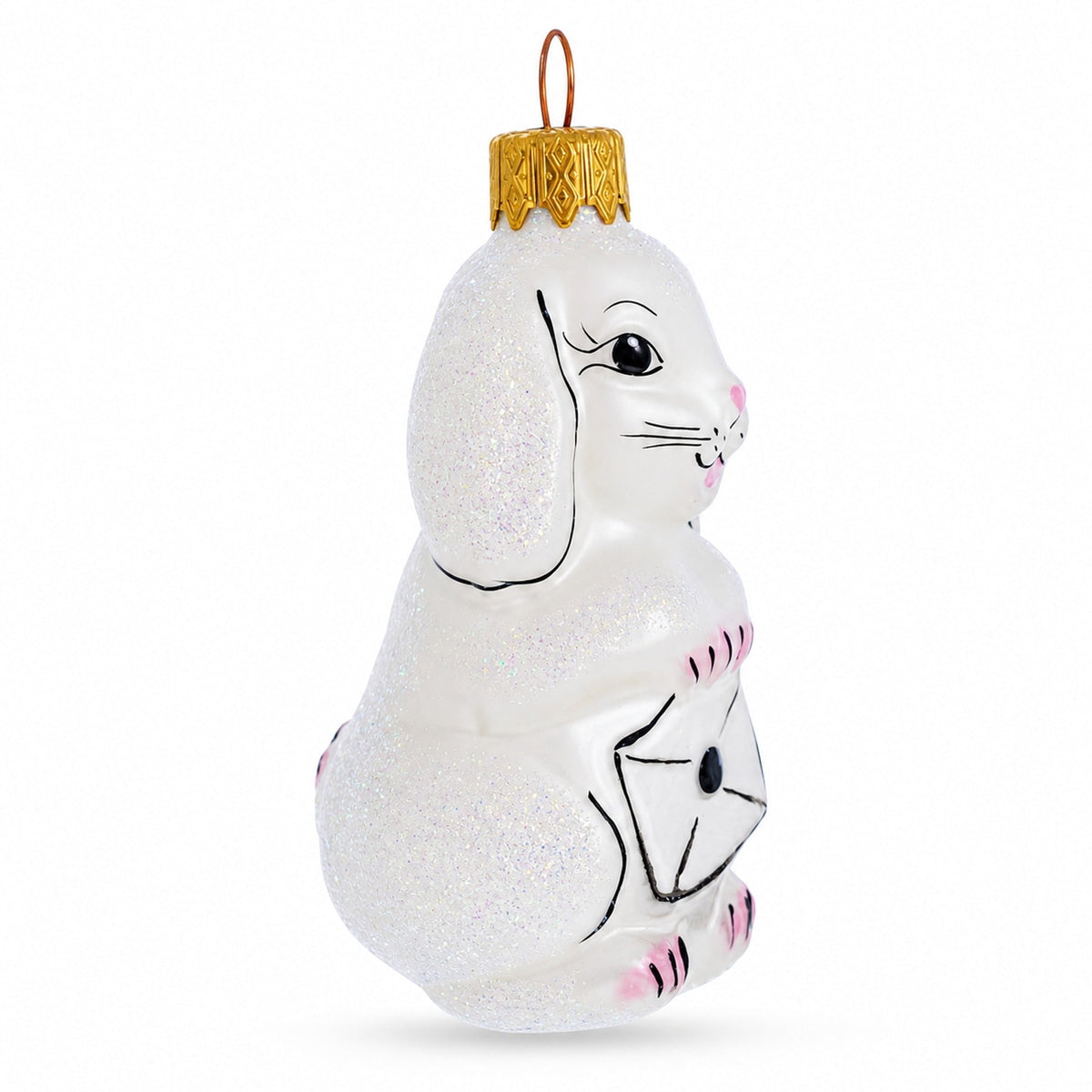 Whimsical Bunny Messenger with Envelope Glass Ornaments 2
