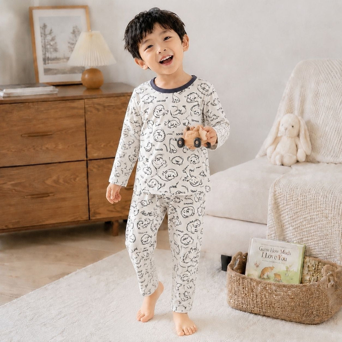 SpringAutumn Boneless Boys And Girls Autumn Top And Pants Set 7A Antibacterial Underwear Set 11