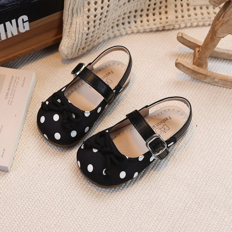 2026 Summer Fairy Style Baby Girls Closed Toe Ballet Sandals Bow Polka Dot Vintage Mary Jane Shoes Kids Casual Princess Sandals 3