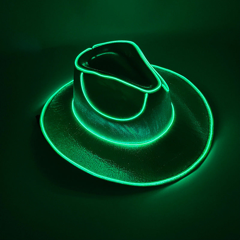 Halloween Carnival Party LED Wireless Fluorescent Colorful Cowboy Flashing Hat 10