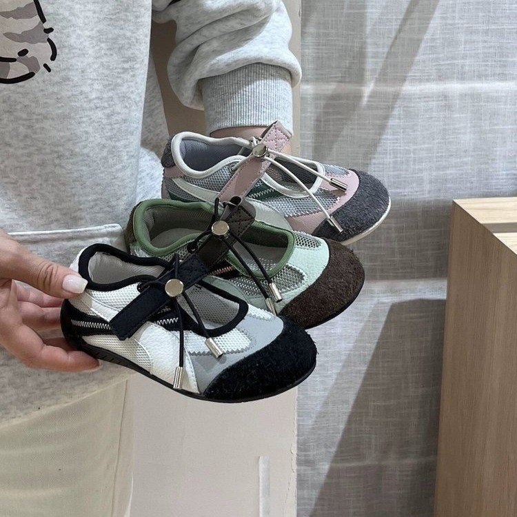 2026 New Summer Korean Style Girls Hollow Low Cut Sneakers, Color Block Breathable Mesh Casual Sports Shoes For Kids 1