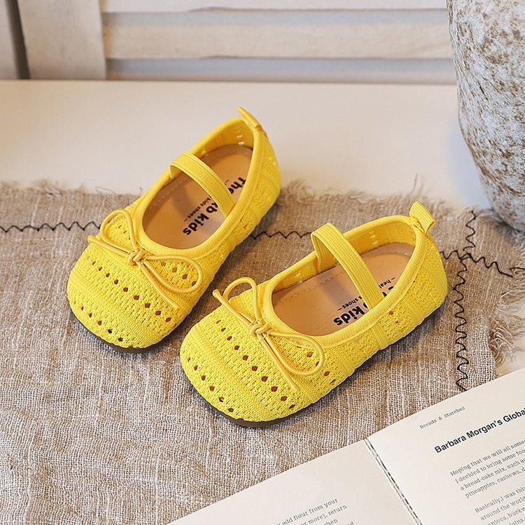 Girls' Baotou Sandals, Children's Bow Princess Single Shoes, Girls' Baby Breathable Knitted Shoes 9