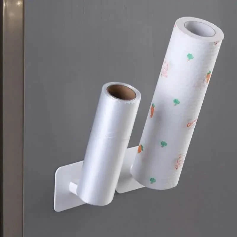 4-Pack: Adhesive Toilet Paper Holder, Wall Mount, White & Black 3