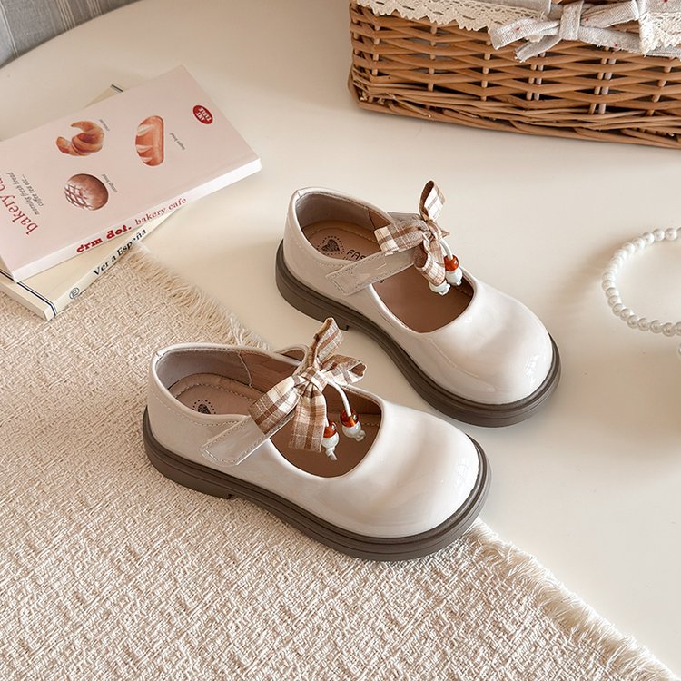 Daughter's Fashion Bow Bright Leather Single Shoes Korean Version Princess Leather Shoes Children's Shoes 5