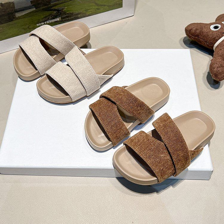 Girls' Summer New Thick Soled Fairy Style Beach Slippers For Outdoor Wear, Haken One-piece Slippers For Vacation 5