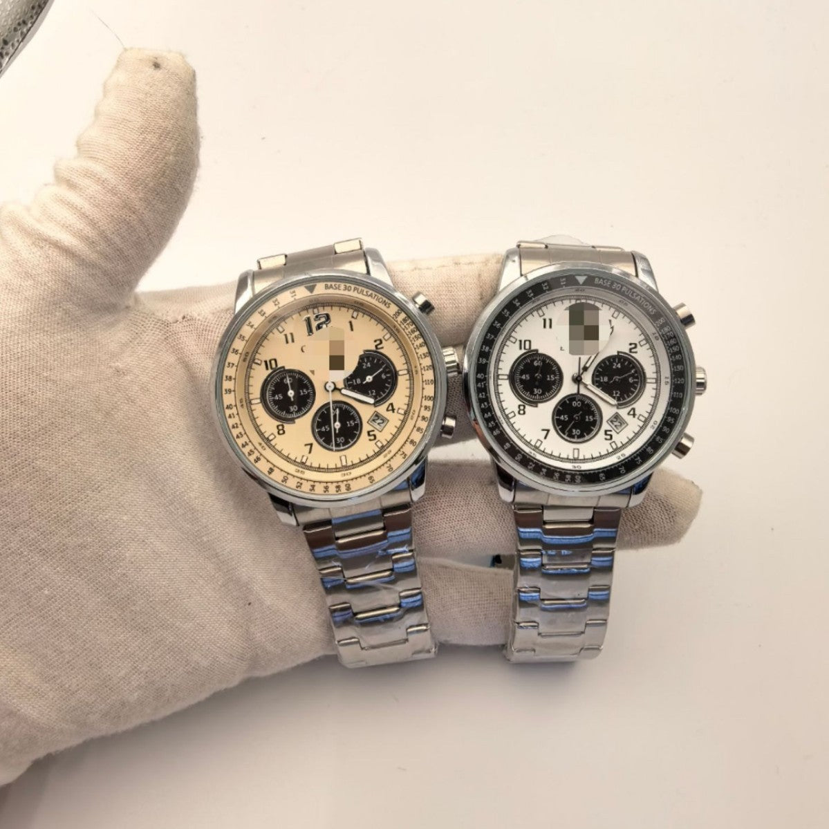 Six-hand Chronograph Quartz Watch With A Leather Strap 6