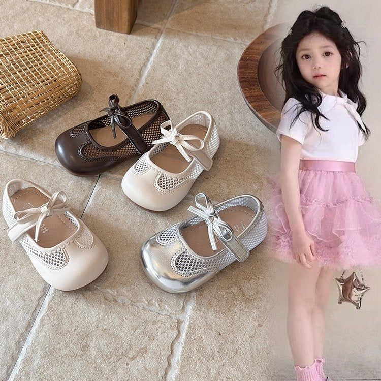 2026 New Arrival Girls' Mesh Leather Shoes, Breathable Soft Sole Loafers, Cute Princess Shoes For Little Girls 1