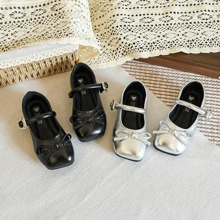 Girls' Leather Shoes, Shallow Mouth Princess Shoes, Korean Version, Girls' Fashionable, Versatile, Casual Single Shoes 3