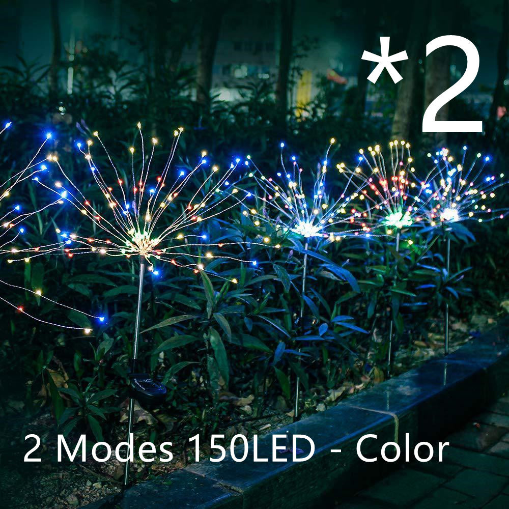 New Ground Plug Solar Fireworks Light LED Light String Copper Wire Outdoor Garden Decoration Star Lights Christmas Lights 23