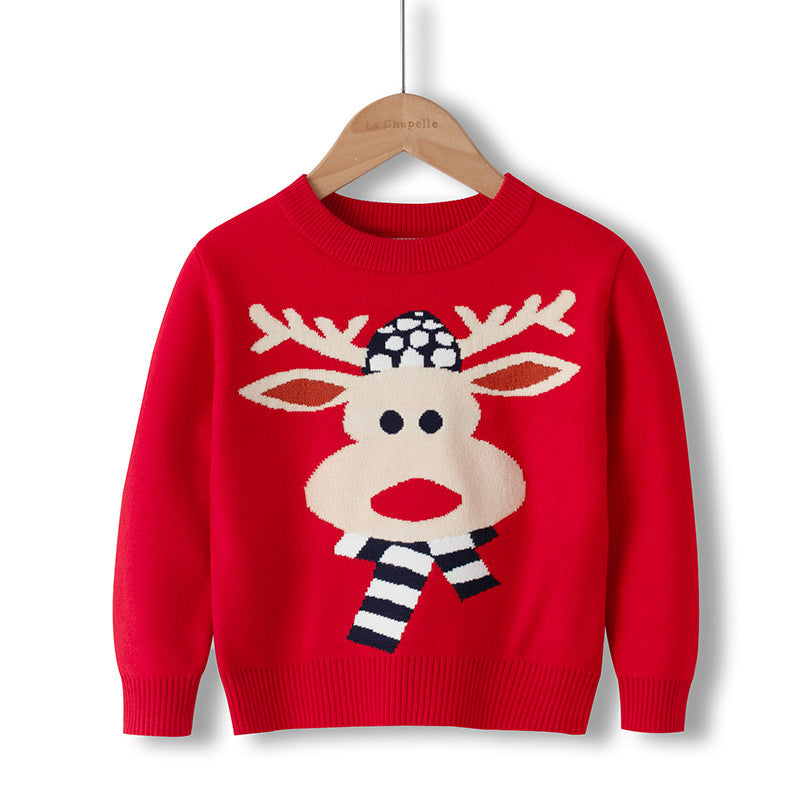 Cotton Double Layer Autumn Winter Christmas Long Sleeved Children's Sweater 11