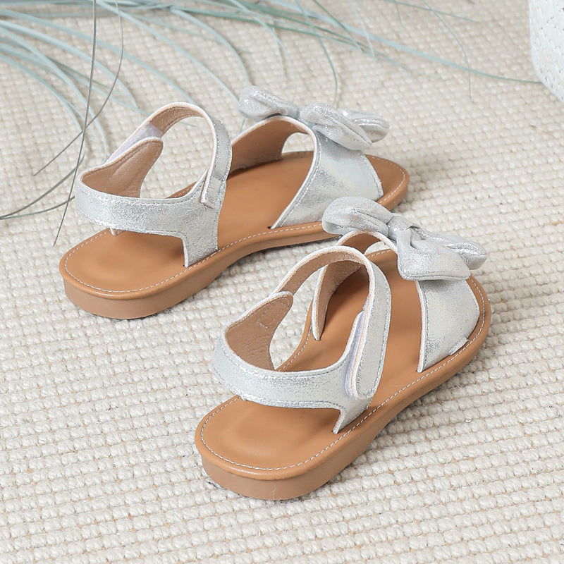 Summer New Arrival Silver Bow Knot Cute Baby Shoes 2