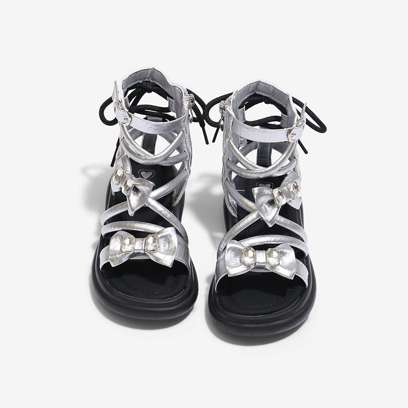 2026 Summer New Girls Roman Sandals, Bow Princess Style Soft Sole Non-slip Kids Roman Boots, Korean Fashion 5