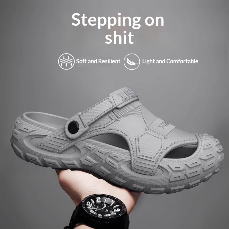 Mens Summer Outdoor Non-Slip Soft-Soled Closed-Toe Beach Clog Shoes 7