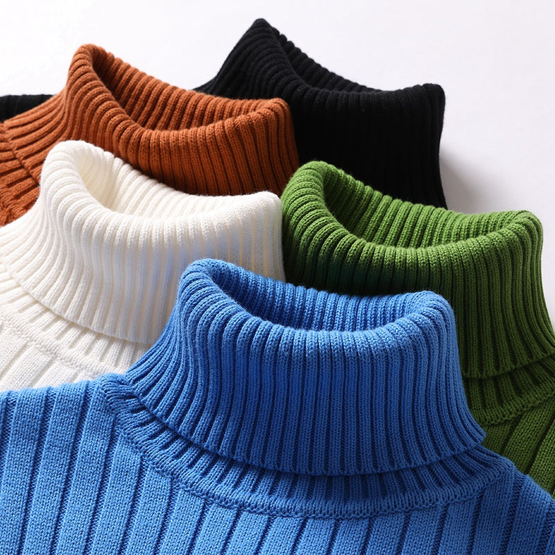 Turtleneck Sweater Men Women Ins Fashion Solid Striped Bottoming Sweater Autumn And Winter Tops Clothing 2