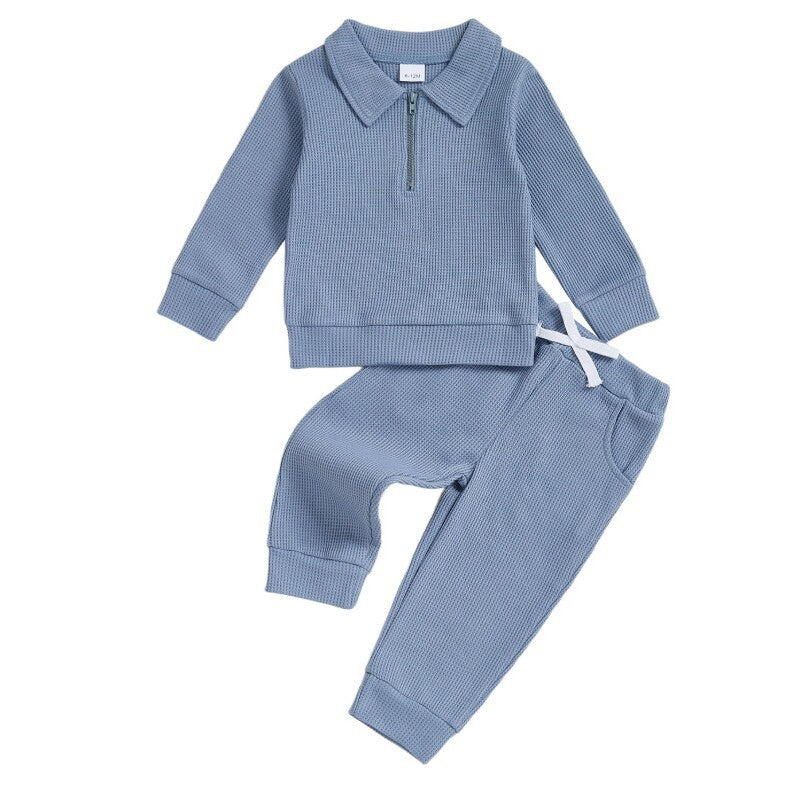 Childrens Cotton Polo-neck Long-sleeve Set 1