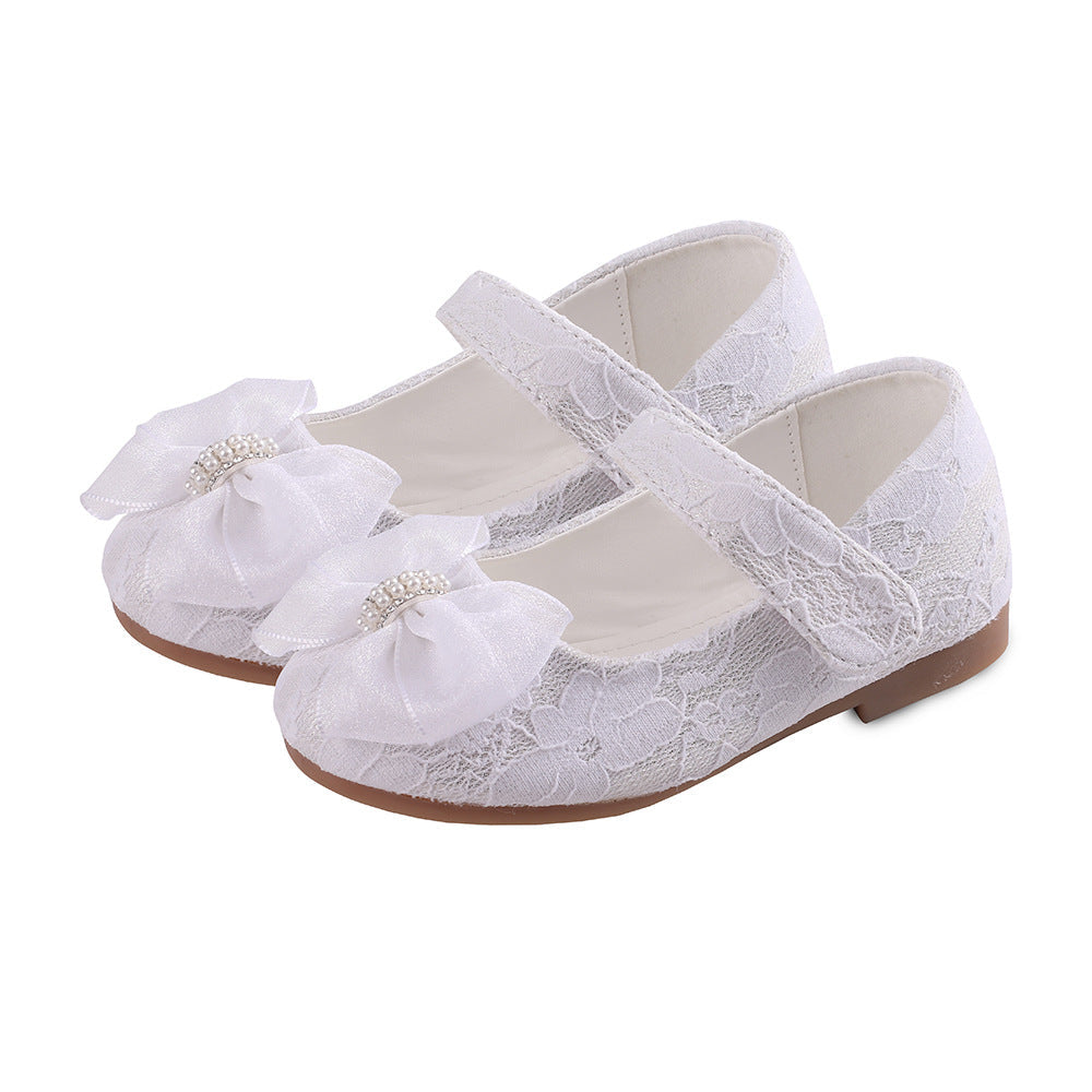 Princess Shoes Bow Lace Wedding Flower Girl 5