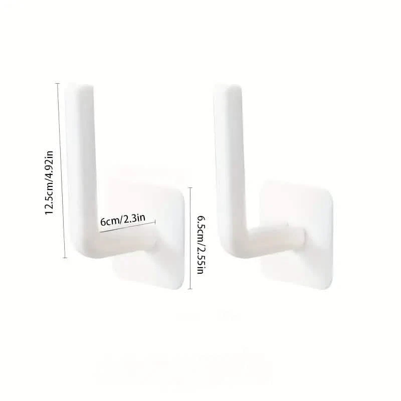 4-Pack: Adhesive Toilet Paper Holder, Wall Mount, White & Black 9