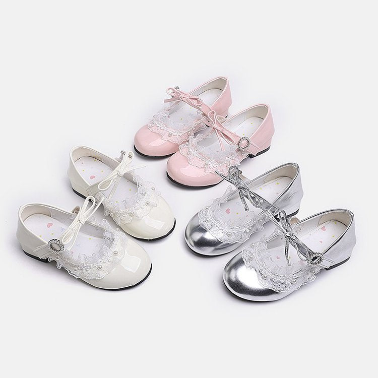 Girl Princess Shoes Fashion Versatile Small Leather Shoes Girl Lolita High Heels Bow Single Shoes Trendy 2