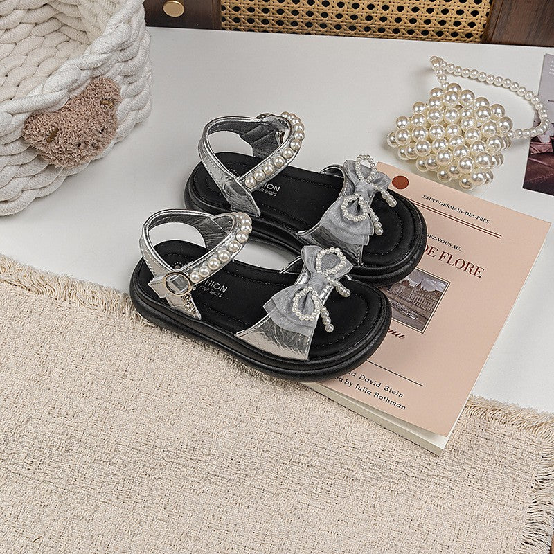 2026 Summer New Kids Sandals, Girls Fashion Versatile Princess Shoes, Stylish Soft Sole Beach Flat Shoes For Girls 5