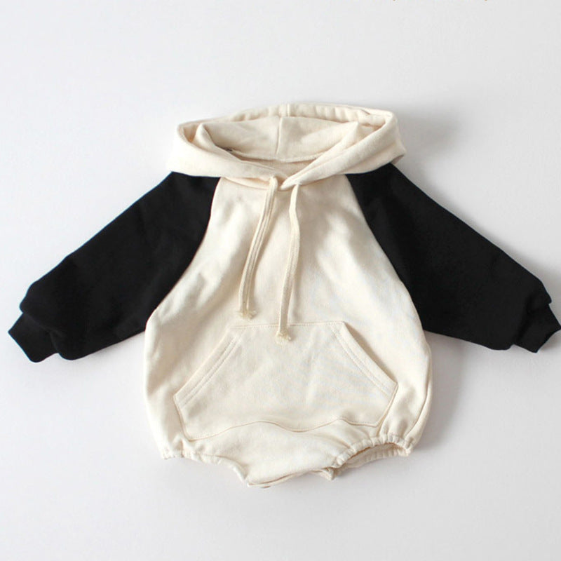 Baby Autumn Jumpsuit With Contrast Sleeves Hooded Sweater 5
