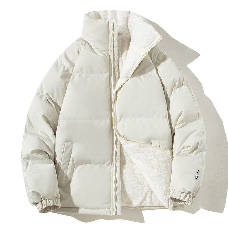 Couples Stand-up Collar Coat With Pockets Fashion Winter Warm Plush Thickened Jacket For Women Men Loose Outwear Top Clothing 3