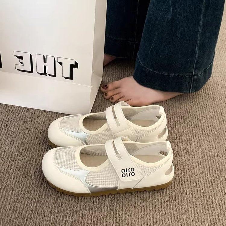 2026 New Summer Flat Academy Style Casual Shoes, Hook & Loop Korean Low Cut Outdoor Girls Flats 3