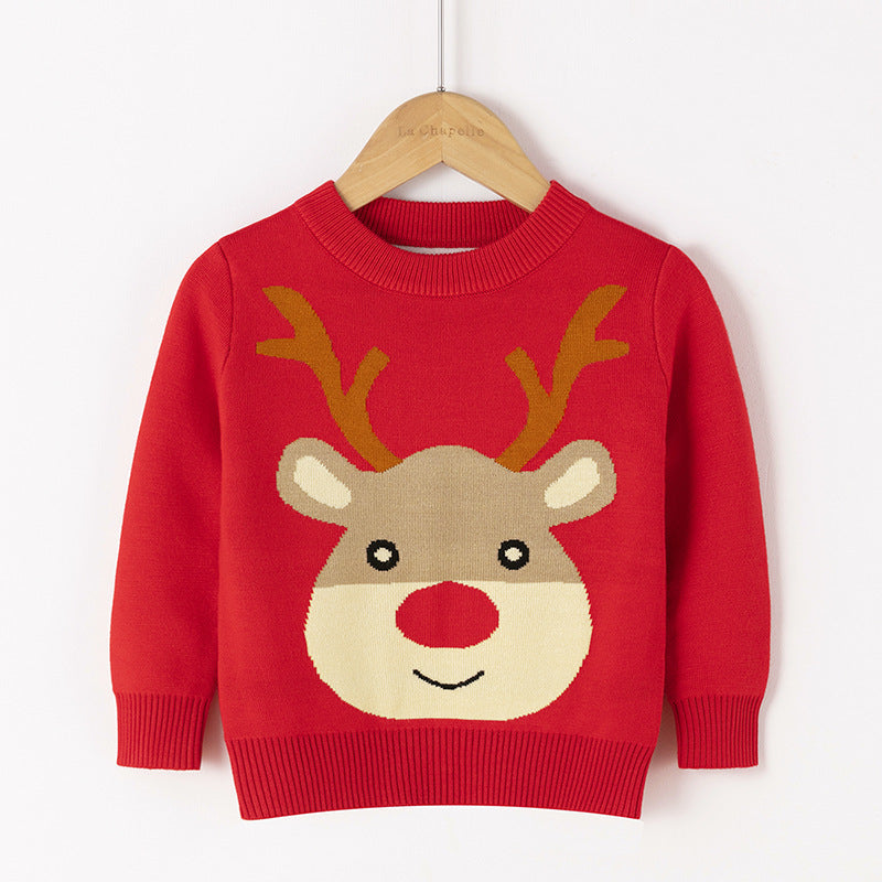 Cotton Double Layer Autumn Winter Christmas Long Sleeved Children's Sweater 14