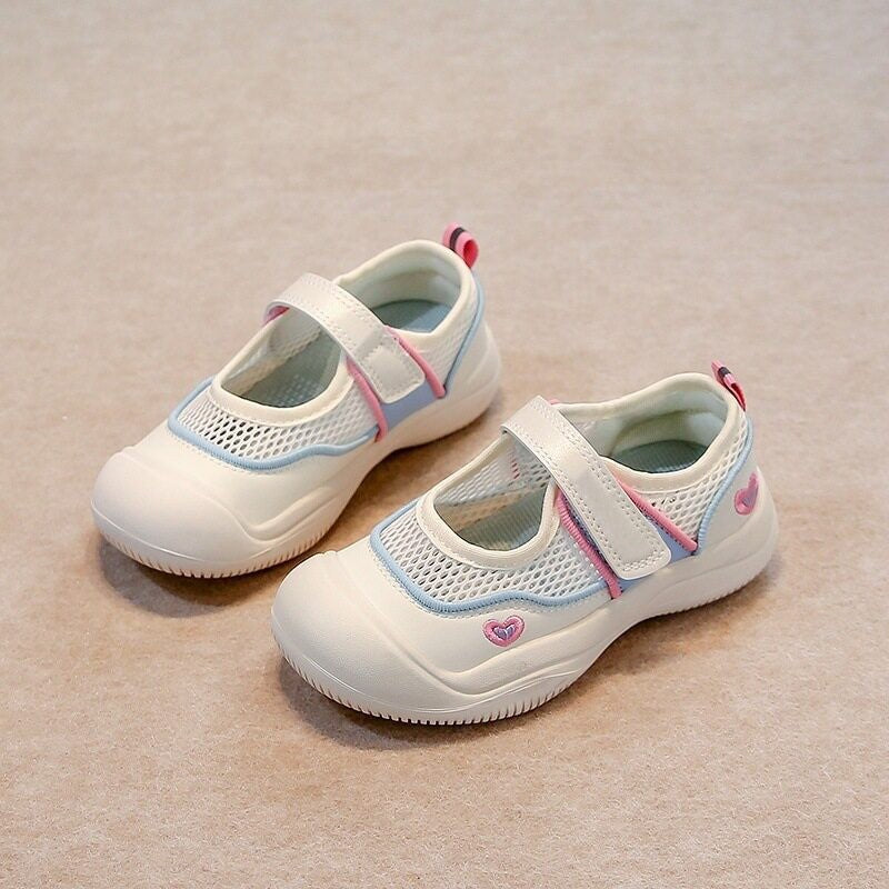 2026 Spring & Summer New Girls Single Mesh Breathable Sandals, Korean Style Toddler Canvas Shoes Versatile Casual Sneakers 4