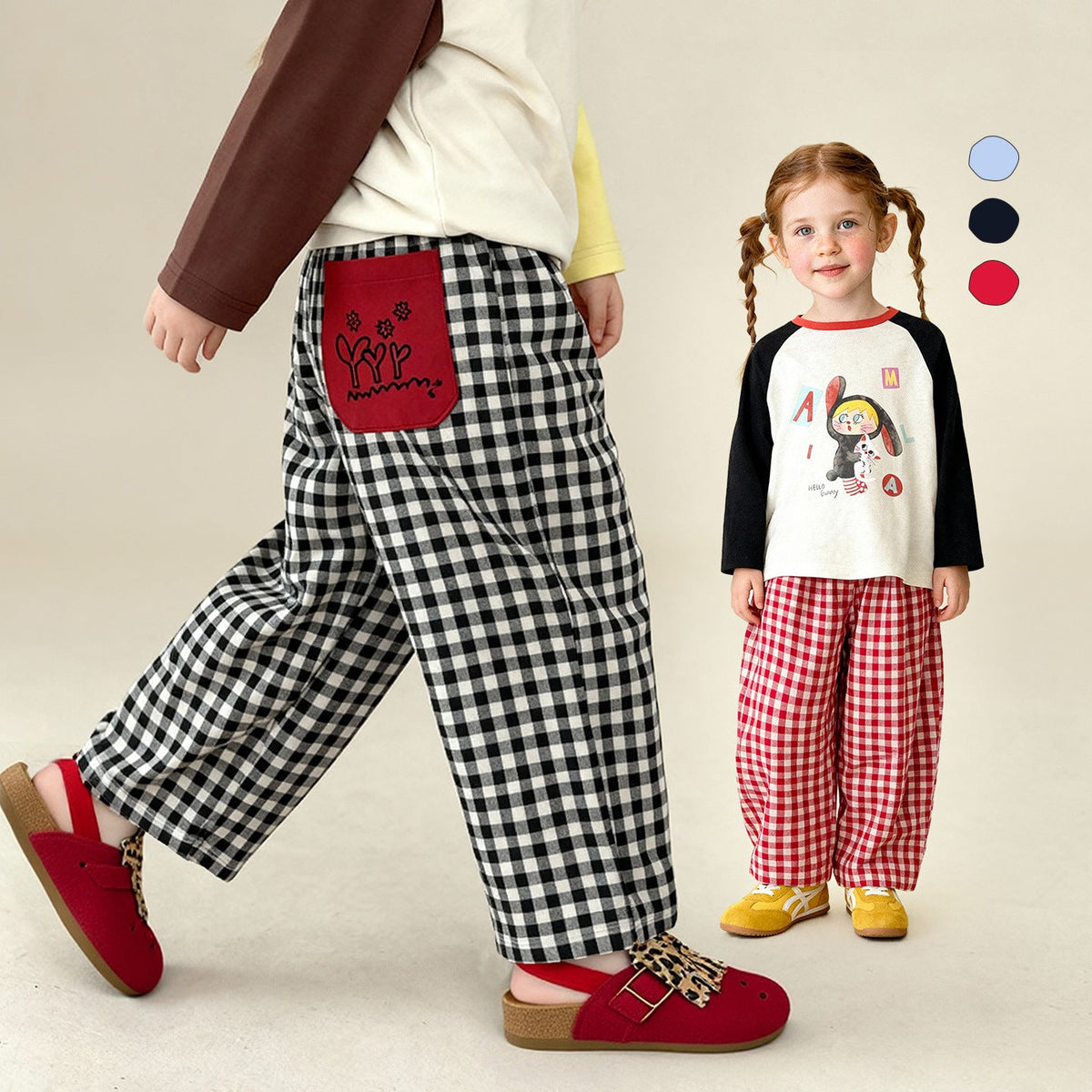 Spring New Arrival Childrens Casual Plaid Pants Fresh And Relaxed Style 1