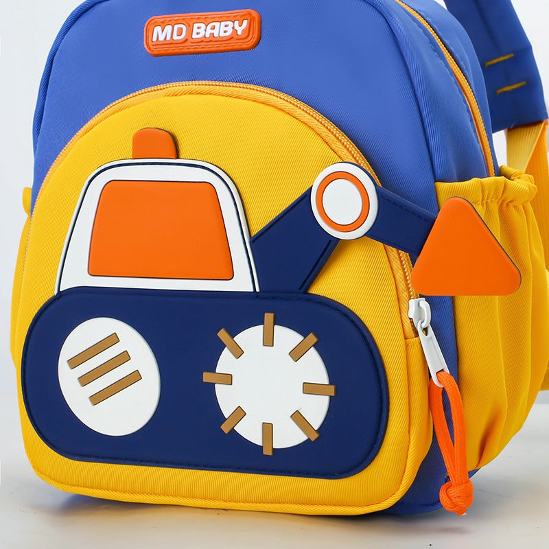 Cute Childrens Backpack Early Education Little Excavator Casual Shoulder Bag 4