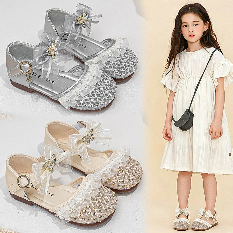 2026 Summer New Girls Woven Closed-Toe Sandals, Soft Sole Anti-Collision Lightweight Princess Performance Sandals For Kids 1