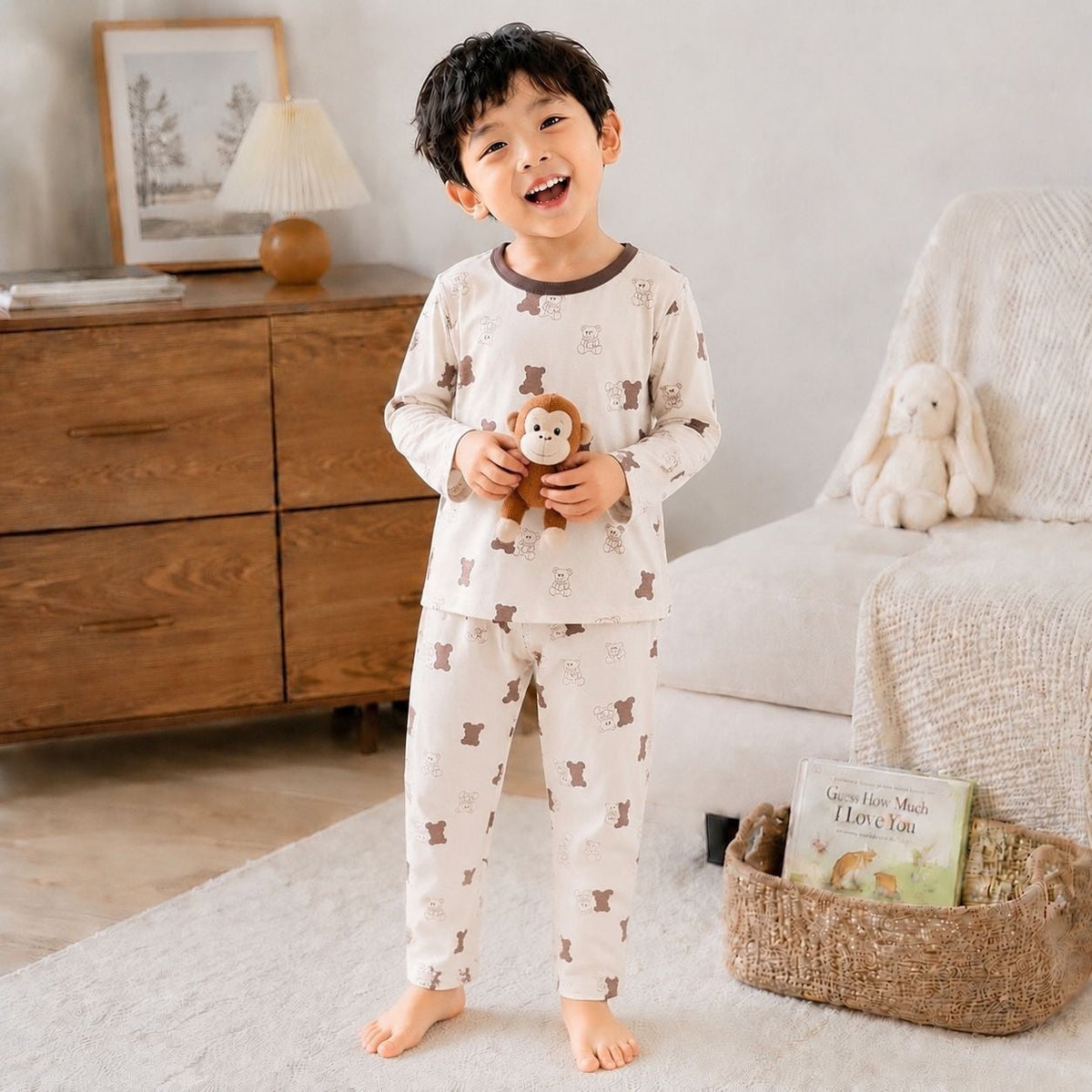 SpringAutumn Boneless Boys And Girls Autumn Top And Pants Set 7A Antibacterial Underwear Set 14