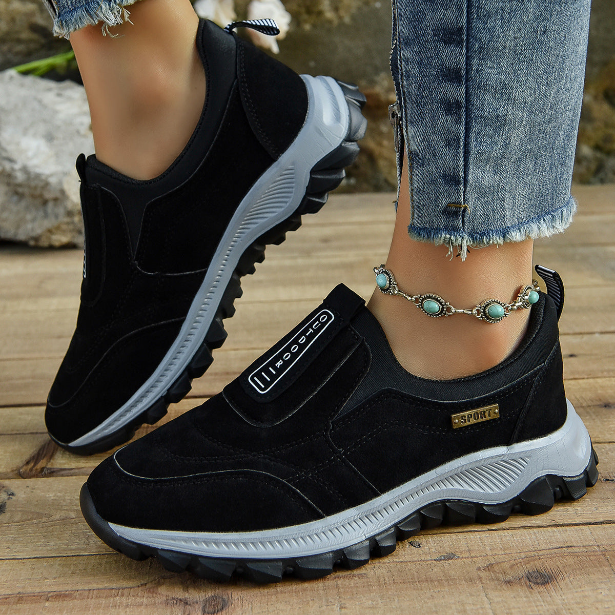 Outdoor Slip-on Sports Shoes Comfortable Walking Running Sneakers Women 1