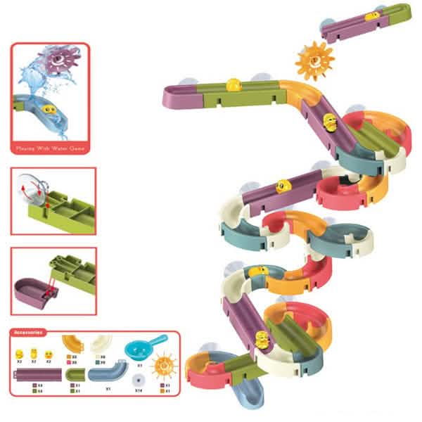 Baby Bath Toys DIY Marble Race Run Assembling Track 4