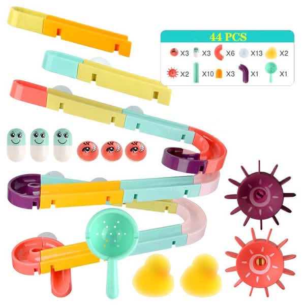 Baby Bath Toys DIY Marble Race Run Assembling Track 12