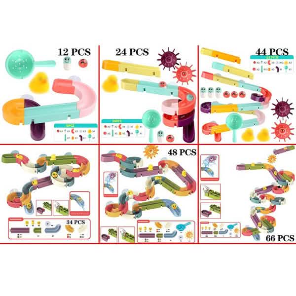 Baby Bath Toys DIY Marble Race Run Assembling Track 13