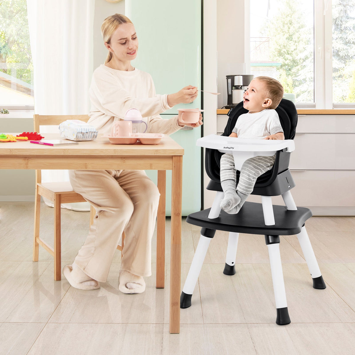 6-in-1 Convertible Baby High Chair with Adjustable Removable Tray 1