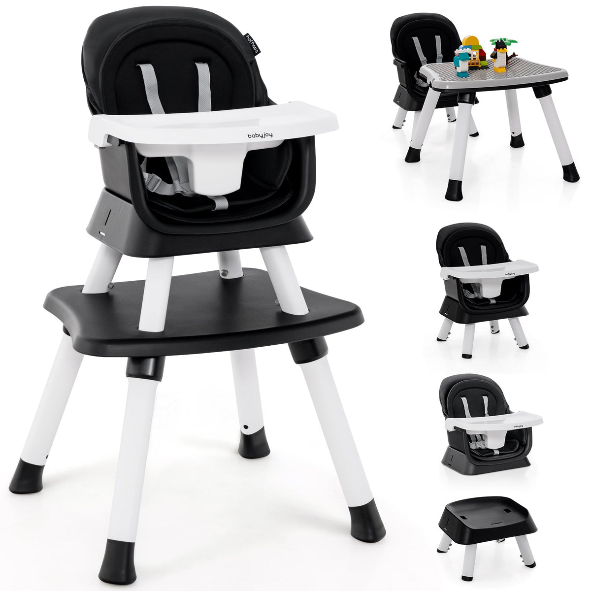 6-in-1 Convertible Baby High Chair with Adjustable Removable Tray 3