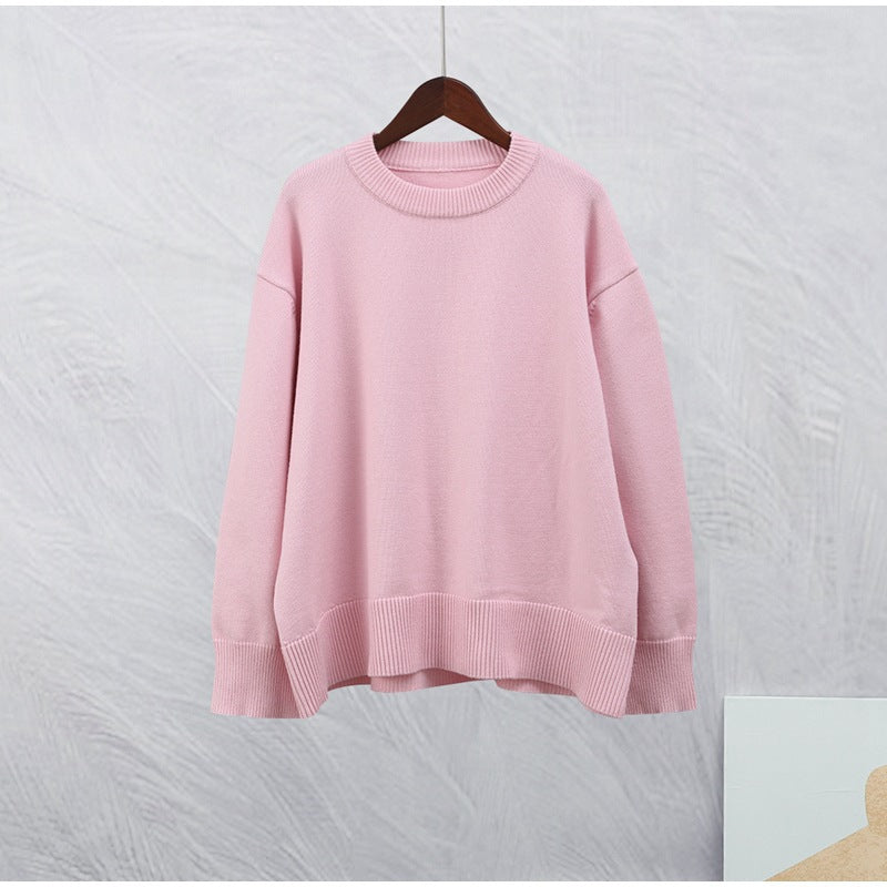 Sweet Crew Neck Pullover Sweater Winter Fashion Loose Long-sleeved Tops For Women Clothing 5