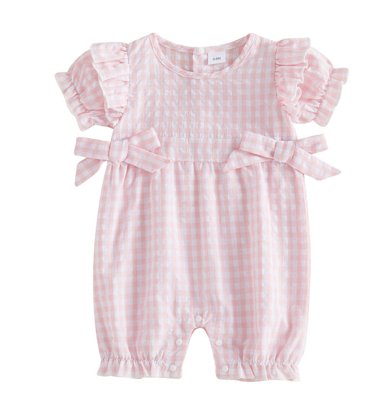 Summer New Arrival Baby Girls Plaid Onesie 6